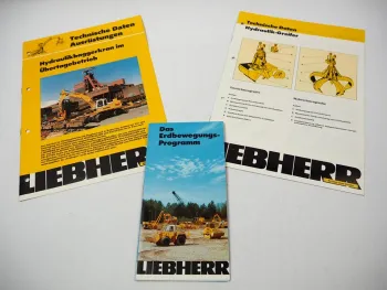 3x Prospekt Liebherr Hydraulikbaggerkran Technische Daten Programm 80er Jahre