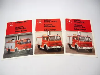 3x Prospekt Mercedes Benz 1017 1019 Feuerwehrfahrzeug Aufbau Bachert 1977/79