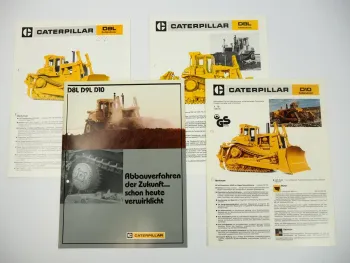 4 Prospekte Caterpillar D8L D9L D10 Kettendozer 1980er Jahre