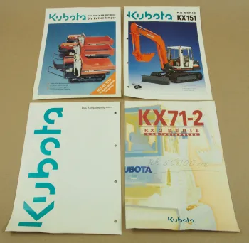 4 Prospekte kubota KX71-2 KX151 KX Serie Komplettprogramm und Kettendumper KC