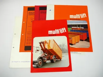 4 Prospekte Multilift Hakengerät Wechselaufbauten 1982