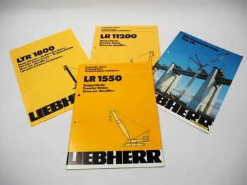 4x Liebherr Prospekt LR1550 11200 LTR1800 Raupenkran Technische Daten 1986/1994