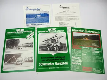 4x Orig. Prospekt Preisliste Schumacher Anbaugeräte für Unimog MBtrac 1970/80er