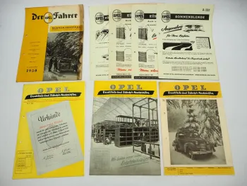 4x Original Opel Ersatzteile- und Zubehör Nachrichten & Der Opel Fahrer 1950/51