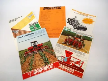 4x Original Prospekt Gaspardo Einzelkornsämaschine Mähwerk Unkrautvernichter