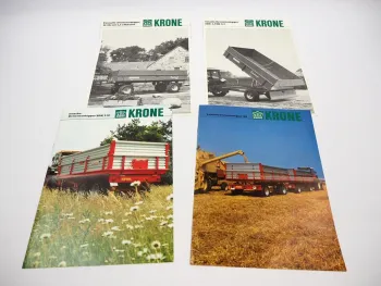 4x Original Prospekt Krone DK EDK ZK Kipper Anhänger 1983 mit technischen Daten