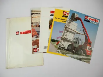 4x Original Prospekt Mappe Manitou Maniscopic Teleskopstapler 1980er Jahre