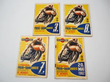 4x Programmheft Int. Preis des Saarlandes St. Wendel Motorradrennen 1959 - 1962