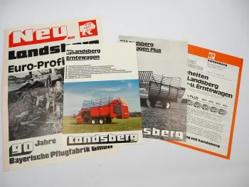 4x Prospekt Landsberg Landtechnik Ladewagen Erntewagen Pflug Euro-Profi 1980er