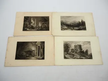 4x Stich o. Lithografie Thüringen Waltershausen Saalfeld Liebenstein Wagner 1850