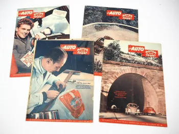 4x Zeitschrift Auto Motor und Sport Jahrgang 1952 für PKW und Motorrad