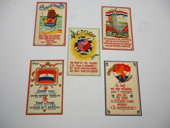 5 AK Postkarten 1945 Voor Vrijheld en Recht Holland Niederlande Briefkaarten