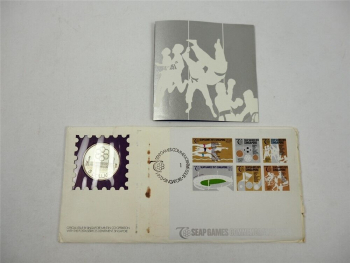 5 Dollars Singapore Silber Münze Briefmarken SEAP Games 1973