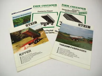 5 Original Prospekte Steib Kipper Vakuumfasswagen Ladewagen Anhänger 1980er J.