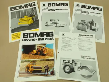 5 Prospekte Bomag BW210 A BW80S Compact BW220A BW1014A Walzen 60/70er
