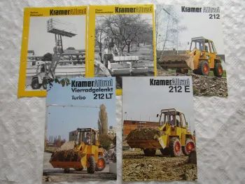 5 Prospekte Kramer Allrad 212 E LT und Anbaugeräte aus den 80/90er Jahren