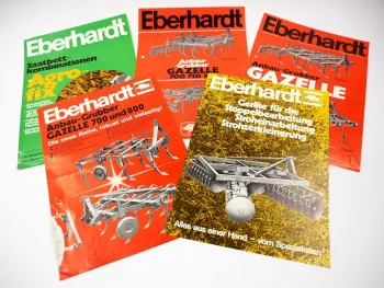 5x Original Prospekt Eberhardt Grubber & Saatbettkombinationen ca. 1970er Jahre
