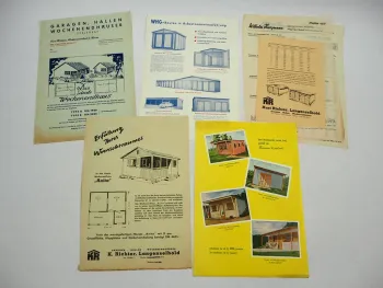 5x Original Prospekt Garagen Wochenendhaus 1950/60er Jahre Richter Harzmann