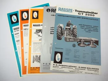 5x Original Prospekt Rasspe Landtechnik 1970er Jahre Mähwerk Schneidwerk
