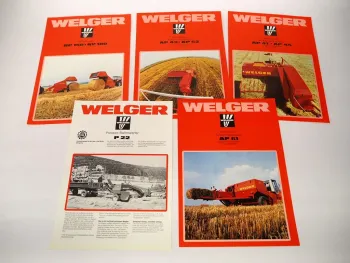 5x Original Prospekt Welger AP 41 45 42 52 61 RP 150 180 Pressen 1970/80er Jahre