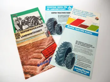 5x Original Prospekte Good Year Reifen für Schlepper Landtechnik 1980er Jahre