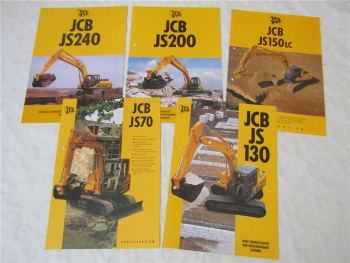 5x Prospekt JCB JS 240 200 150 130 70 LC Raupenbagger 1996