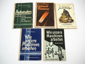 5x Technische Bücher für alle Thema Maschinen Automaten Porzellan ca. 1930