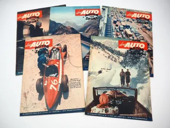 5x Zeitschrift Auto Motor und Sport Jahrgang 1951 für PKW und Motorrad