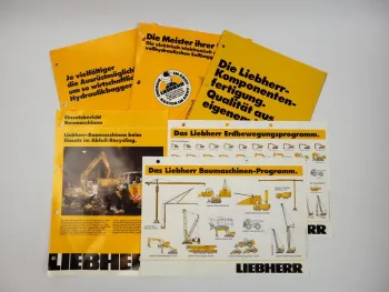 6 Prospekte Liebherr Baumaschinen Übersicht 1985-2005 + Einsatzbericht Recycling