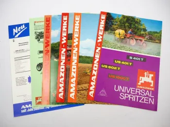6x Original Prospekt Amazone Landtechnik 1970/80er Jahre Drillmaschine Spritzen