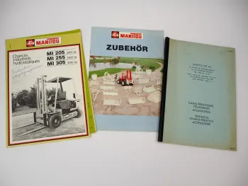 6x Original Prospekt Brochure Manitou Gabelstapler Zubehör Techn. Daten 1980er J.
