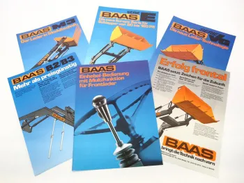 6x Originaler Prospekt Baas Frontlader Geräteprogramm für Schlepper ca. 80er J.