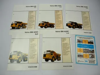 6x Prospekt Volvo BM A 20 25 30 35 40 Dumper Kipper 6x6 1990er Jahre