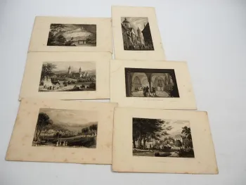 6x Stich o. Lithografie Thüringen Meiningen Schleusingen Arnstadt Wagner 1850