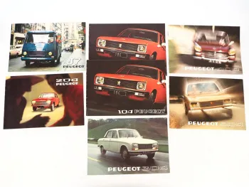 7x Original Prospekt Peugeot 104 204 304 404 504 PKW J7 Nutzfahrzeug 1969/73
