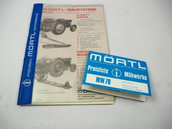 7x Original Prospekt Preisliste Mappe Mörtl Mähwerke Tankwagen ca. 1978