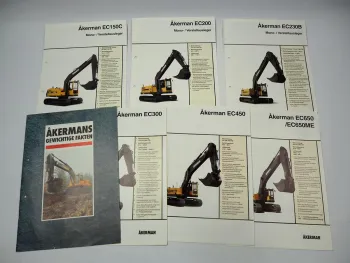 7x Prospekt Akerman EC 150 200 230 300 450 650 Raupenbagger 1990er Jahre