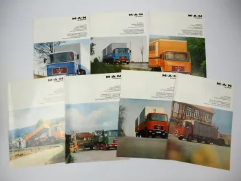 7x Prospekt MAN Nutzfahrzeuge 13.168 F FS FLS FK FL Frontlenker LKW 1970er Jahre