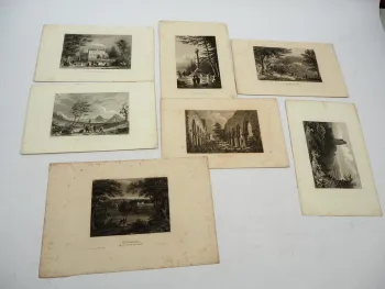 7x Stich oder Lithografie Thüringen gez. v. Otto Wagner ca. 1850