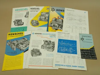 8 Prospekte Henschel & Sohn Kassel HS100 A AK LKW und Dieselmotoren 50er Jahre