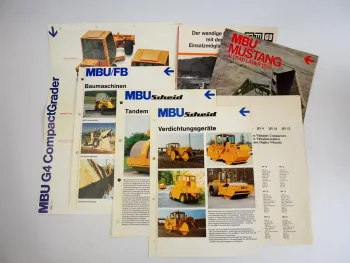 8 Prospekte MBU Baumaschinen Walzen Grader Verdichtungsgeräte 70/80er Jahre