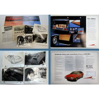 8x British Leyland Princess 1800 HL 2200 HL Prospekte Pressefotos 1970er Jahre