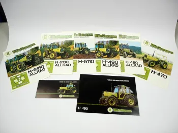 8x Original Prospekt & Flyer Hürlimann H-470 480 490 4110 6130 6160 Traktor 1979/81