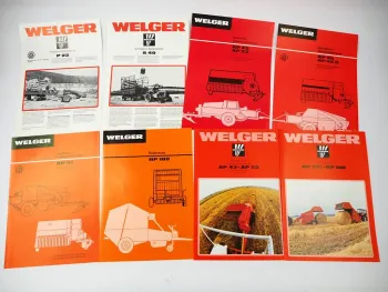 8x Original Prospekt Welger AP RP Pressen S P Ballenwerfer 1970/80er Jahre