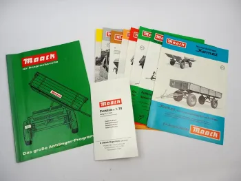8x Prospekt Mappe Preisliste Maack Landtechnik Anhänger Kipper Tankwagen ca.1978