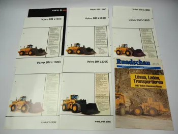 8x Prospekt Volvo BM L 90 120 150 180 330 C 4200B Radlader 1990er Jahre