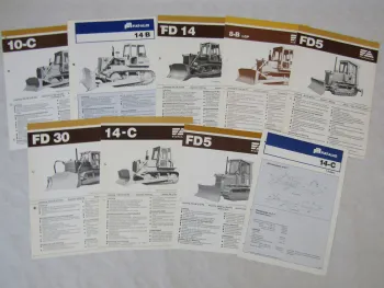 9 Prospekte Fiat Allis 14-C FD5 FD30 FD14 8-B 10-C Planierraupe um 1984