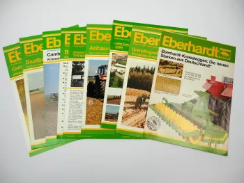 9x Original Prospekt Eberhardt Pflugfabrik Landtechnik Egge Pflug Walzen 1980er