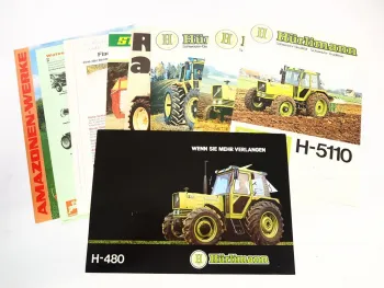 9x Original Prospekt Landtechnik 1970/80er Jahre Hürlimann Renault Amazone