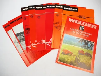 9x Original Prospekt Welger Landtechnik Pressen Ballenwerfer 1970/80er Jahre